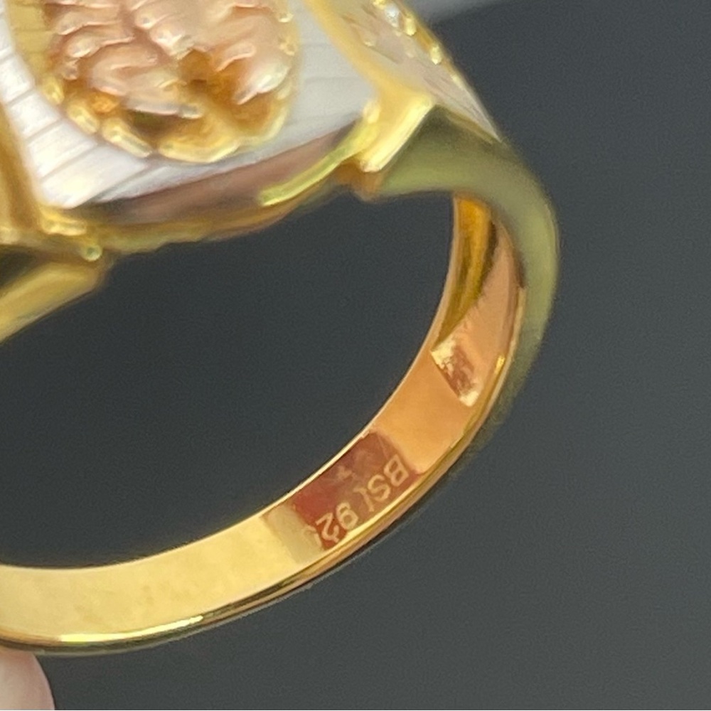 Solid 925 Silver Scorpion Cross Ring With 18k Ove… - image 3